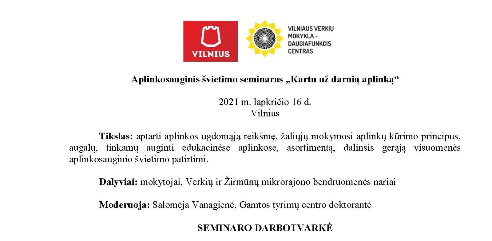 Seminarai skirti aplinkosaugai